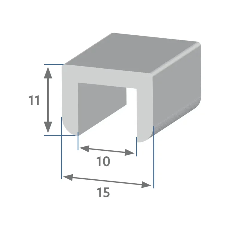 F 2358 - Perfil para acabamento de vidro 15x11