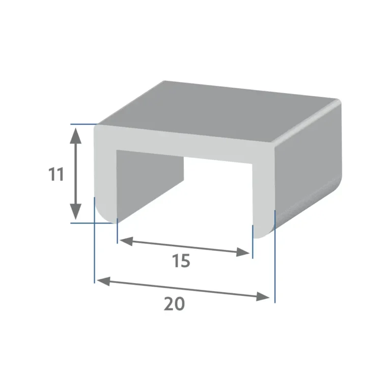 F 2362 - Perfil para acabamento de vidro 20x11